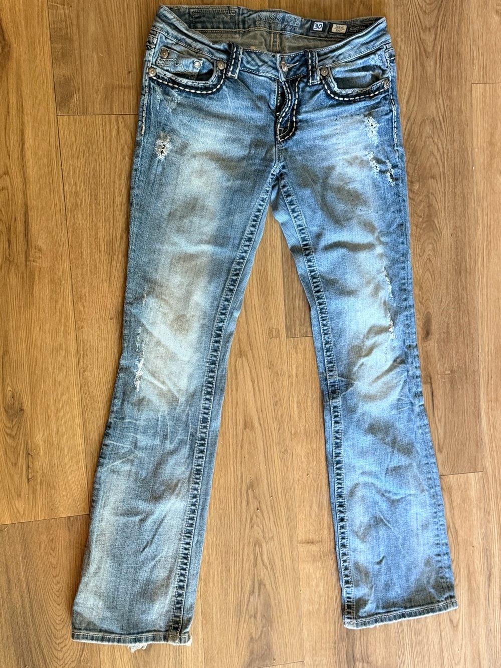 Miss Me Light Blue Straight Leg Distressed Jeans